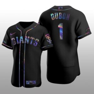 Giants Mauricio Dubon Iridescent Logo Holographic Limited Authentic Black Jersey