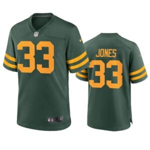 Green Bay Packers #33 Aaron Jones Nike Alternate Game Player Jersey – Green