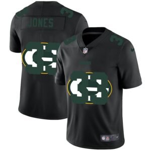 Green Bay Packers #33 Aaron Jones Nike Team Logo Dual Overlap Jersey Black