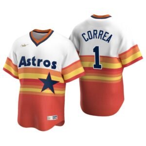 Houston Astros Carlos Correa White Orange Cooperstown Collection Home Jersey