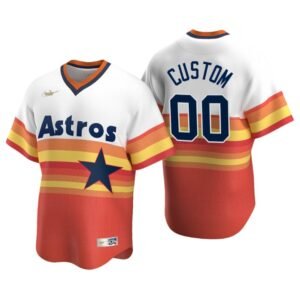 Houston Astros Custom White Orange Cooperstown Collection Home Jersey