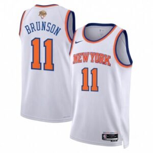 Jalen Brunson New York Knicks Nike White 2026 NBA Finals Patch Swingman Jersey – Association Edition