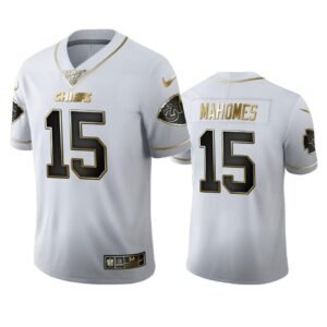 Kansas City Chiefs #15 Patrick Mahomes Nike White Golden Edition Vapor Limited NFL 100 Jersey