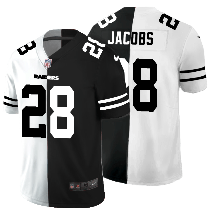 Las Vegas Raiders #28 Josh Jacobs Black V White Peace Split Nike Vapor Untouchable Limited NFL Jersey