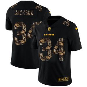 Las Vegas Raiders #34 Bo Jackson Black Nike Flocked Lightning Vapor Limited NFL Jersey