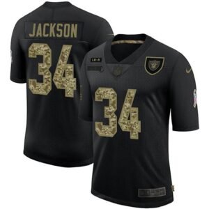 Las Vegas Raiders #34 Bo Jackson Nike 2020 Salute To Service Camo Limited NFL Jersey Black