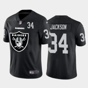 Las Vegas Raiders #34 Bo Jackson Black Nike Big Team Logo Player Vapor Limited NFL Jersey