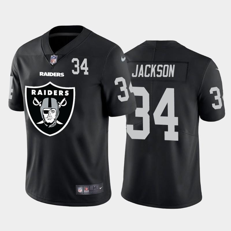 Las Vegas Raiders #34 Bo Jackson Black Nike Big Team Logo Player Vapor Limited NFL Jersey