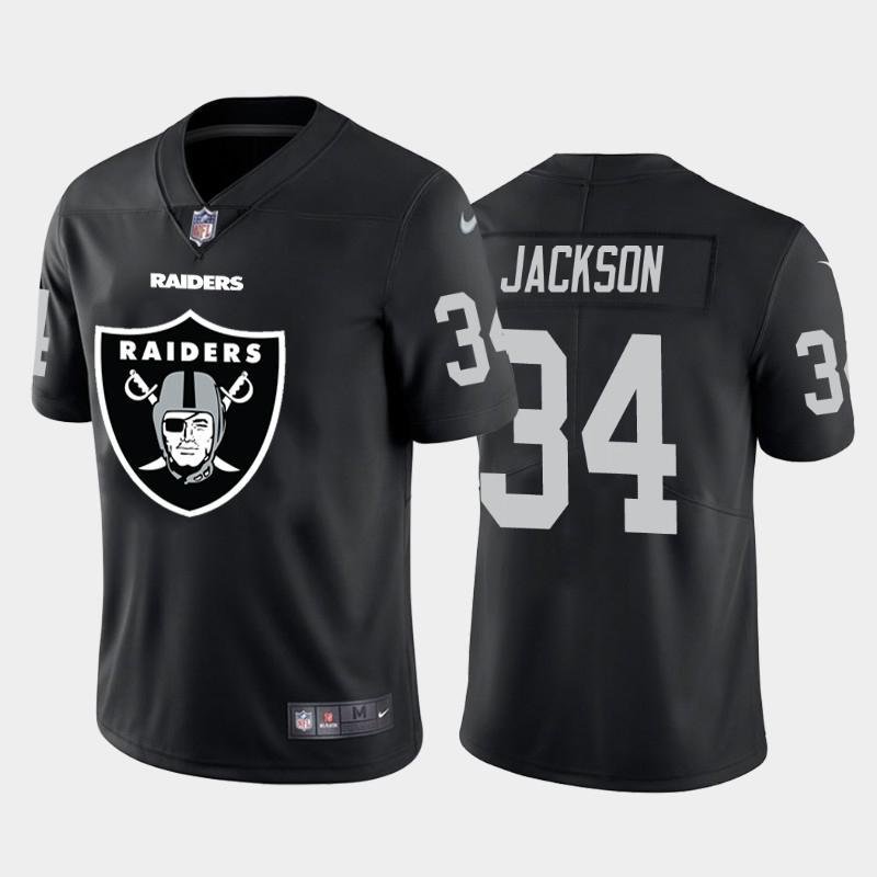 Las Vegas Raiders #34 Bo Jackson Black Nike Big Team Logo Vapor Limited NFL Jersey