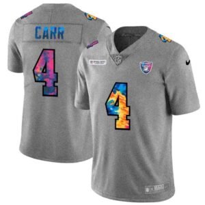 Las Vegas Raiders #4 Derek Carr Nike Multi-Color 2020 NFL Crucial Catch NFL Jersey Greyheather