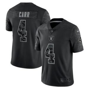 Las Vegas Raiders #4 Derek Carr Black Nike NFL Black Reflective Limited Jersey
