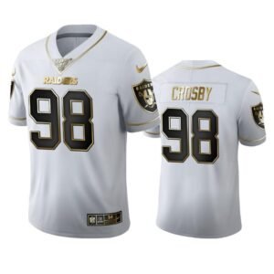Las Vegas Raiders #98 Maxx Crosby Nike White Golden Edition Vapor Limited NFL 100 Jersey