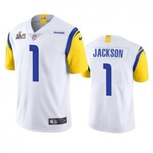 Los Angeles Rams #1 Desean Jackson Super Bowl LVI Patch Nike Alternate Vapor Limited NFL Jersey – White