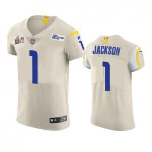 Los Angeles Rams #1 Desean Jackson Super Bowl LVI Patch Nike Vapor Elite Player NFL Jersey – Bone