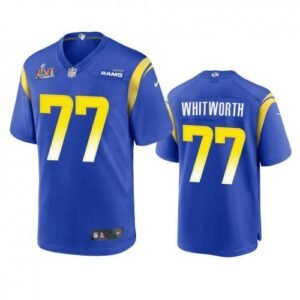 Los Angeles Rams #77 Andrew Whitworth Super Bowl LVI Patch Nike Game NFL Jersey – Royal
