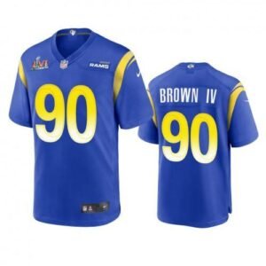 Los Angeles Rams #90 Earnest Brown IV Super Bowl LVI Patch Nike Game NFL Jersey – Royal