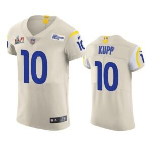 Los Angeles Rams #10 Cooper Kupp Super Bowl LVI Patch Nike Vapor Elite Player NFL Jersey – Bone