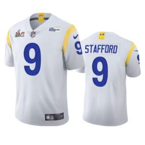 Los Angeles Rams #9 Matthew Stafford Super Bowl LVI Patch Nike Vapor Limited NFL Jersey – White