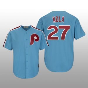 Men’s Aaron Nola Philadelphia Phillies Light Blue Cool Base Cooperstown Player Jersey