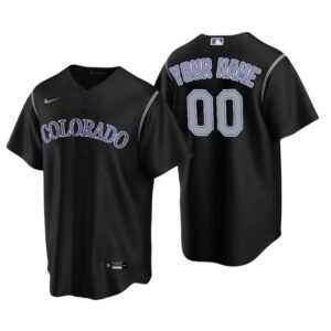 Men’s Colorado Rockies Black 2020 Alternate Replica Custom Jersey