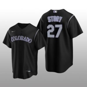 Men’s Colorado Rockies Trevor Story Black Alternate Replica Player Jersey