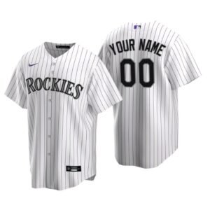 Men’s Colorado Rockies White 2020 Home Replica Custom Jersey