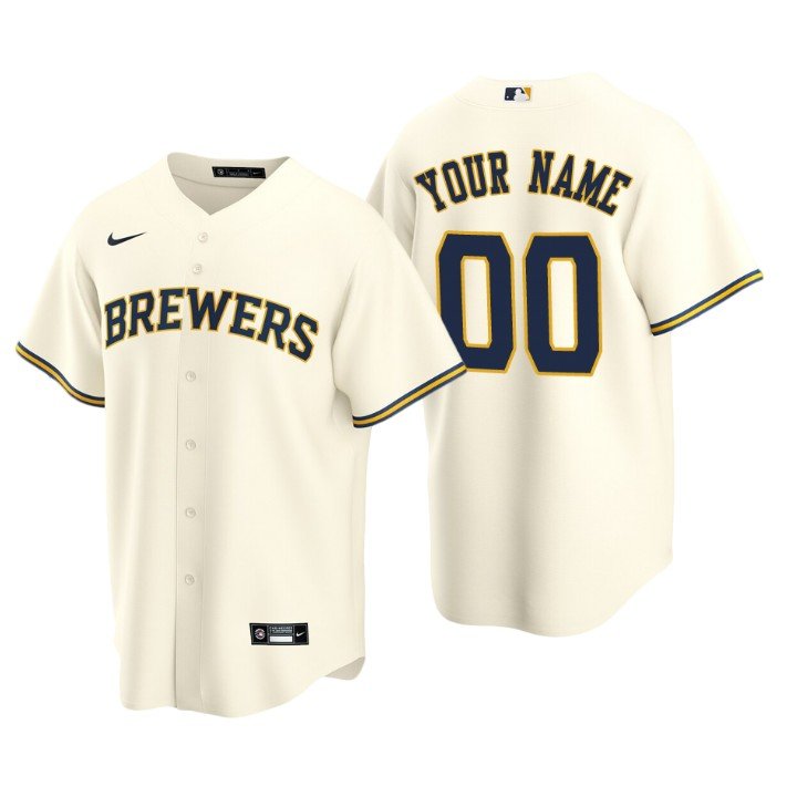 Men’s Milwaukee Brewers Cream Replica 2020 Home Custom Jersey