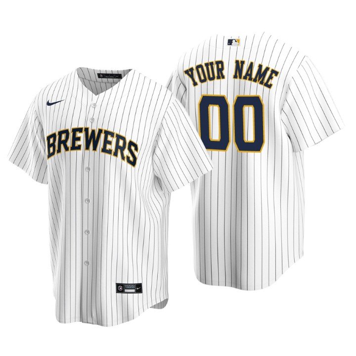 Men’s Milwaukee Brewers White Replica 2020 Alternate Custom Jersey