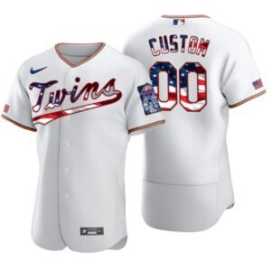 Men’s Minnesota Twins Custom White 2020 Stars & Stripes 4th of July Jersey