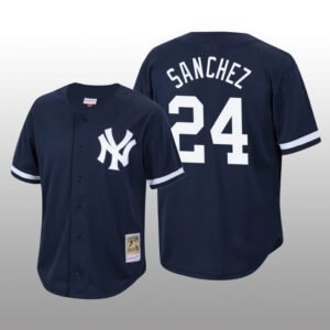 Men’s New York Yankees Gary Sanchez Navy Cooperstown Collection Mesh Batting Practice Jersey