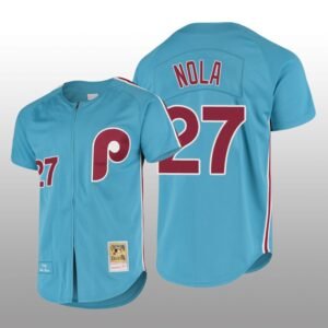 Men’s Philadelphia Phillies Aaron Nola Light Blue Cooperstown Collection Authentic Jersey