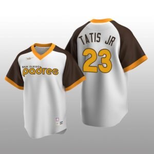 Men’s San Diego Padres Fernando Tatis Jr. White Cooperstown Collection Home Jersey