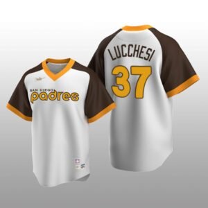 Men’s San Diego Padres Joey Lucchesi White Cooperstown Collection Home Jersey