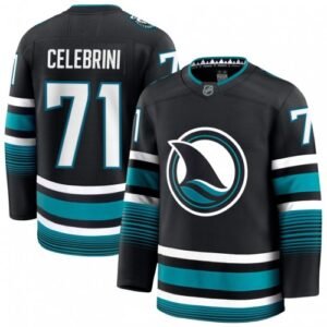 Men’s San Jose Sharks Macklin Celebrini Black Alternate Premium Jersey