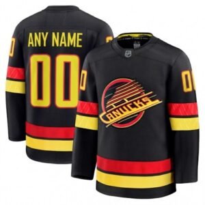 Men’s Vancouver Canucks Black Alternate Premium Custom Jersey