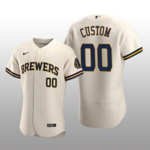 Milwaukee Brewers Custom Authentic Home Team Cream Jersey