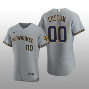 Milwaukee Brewers Custom Authentic Road Team Gray Jersey