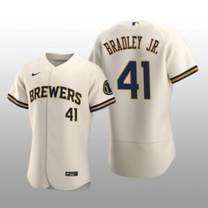 Milwaukee Brewers Jackie Bradley Jr. Authentic Home Team Cream Jersey