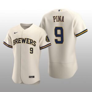 Milwaukee Brewers Manny Pina Authentic Home Team Cream Jersey