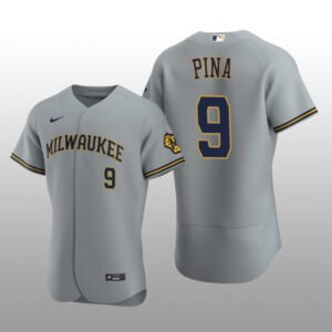 Milwaukee Brewers Manny Pina Authentic Road Team Gray Jersey
