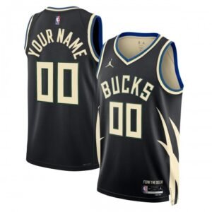Milwaukee Bucks Jordan Brand Unisex Swingman Custom Jersey – Statement Edition – Black