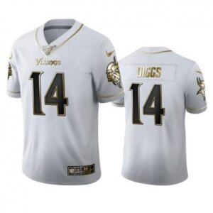 Minnesota Vikings #14 Stefon Diggs Nike White Golden Edition Vapor Limited NFL 100 Jersey