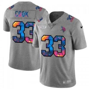 Minnesota Vikings #33 Dalvin Cook Nike Multi-Color 2020 NFL Crucial Catch NFL Jersey Greyheather