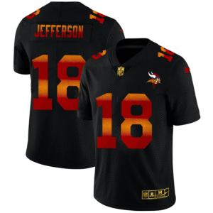 Minnesota Vikings #18 Justin Jefferson Black Nike Red Orange Stripe Vapor Limited NFL Jersey