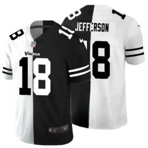 Minnesota Vikings #18 Justin Jefferson Black V White Peace Split Nike Vapor Untouchable Limited NFL Jersey