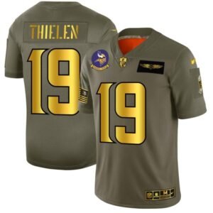 Minnesota Vikings #19 Adam Thielen NFL Nike Olive Gold 2019 Salute To Service Limited Jersey
