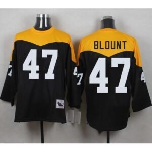 Mitchell And Ness 1967 Pittsburgh Steelers #47 Mel Blount Black/Yelllow Throwback Stitched NFL Jersey