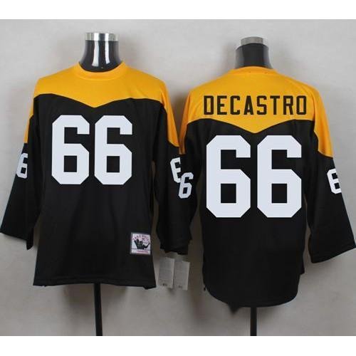 Mitchell And Ness 1967 Pittsburgh Steelers #66 David DeCastro Black/Yelllow Throwback Stitched NFL Jersey