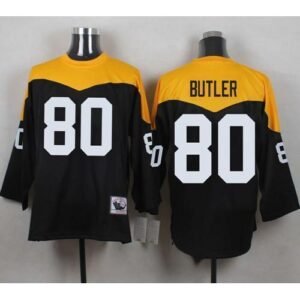 Mitchell And Ness 1967 Pittsburgh Steelers #80 Jack Butler Black/Yelllow Throwback Stitched NFL Jersey