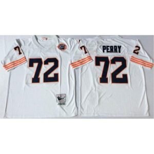 Mitchell&Ness Chicago Bears #72 William Perry White Big No. Throwback Stitched NFL Jersey
